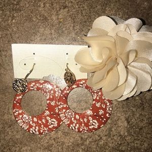 Burnt orange Hoop floral earrings
